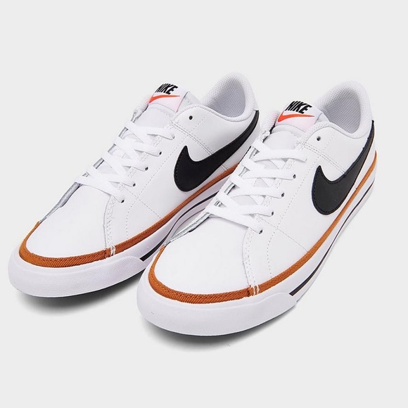 Nike Shoes - NIKE COURT LEGACY CASUAL SHOES white leather black brown BIG KIDS' 6 women’s 8